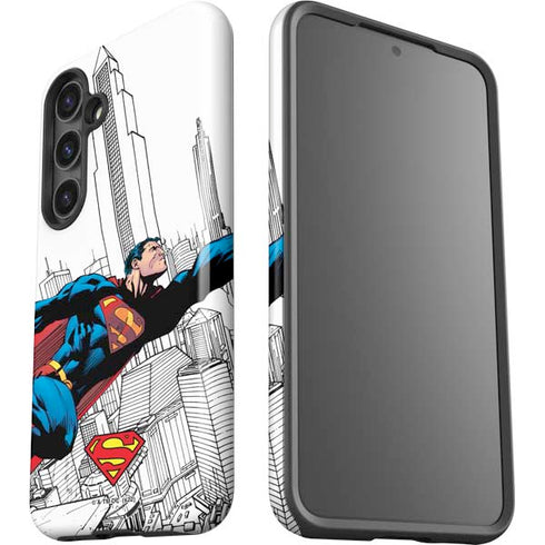 DC Comics Superman Super Speed Flying Over City Galaxy S25 Impact Case